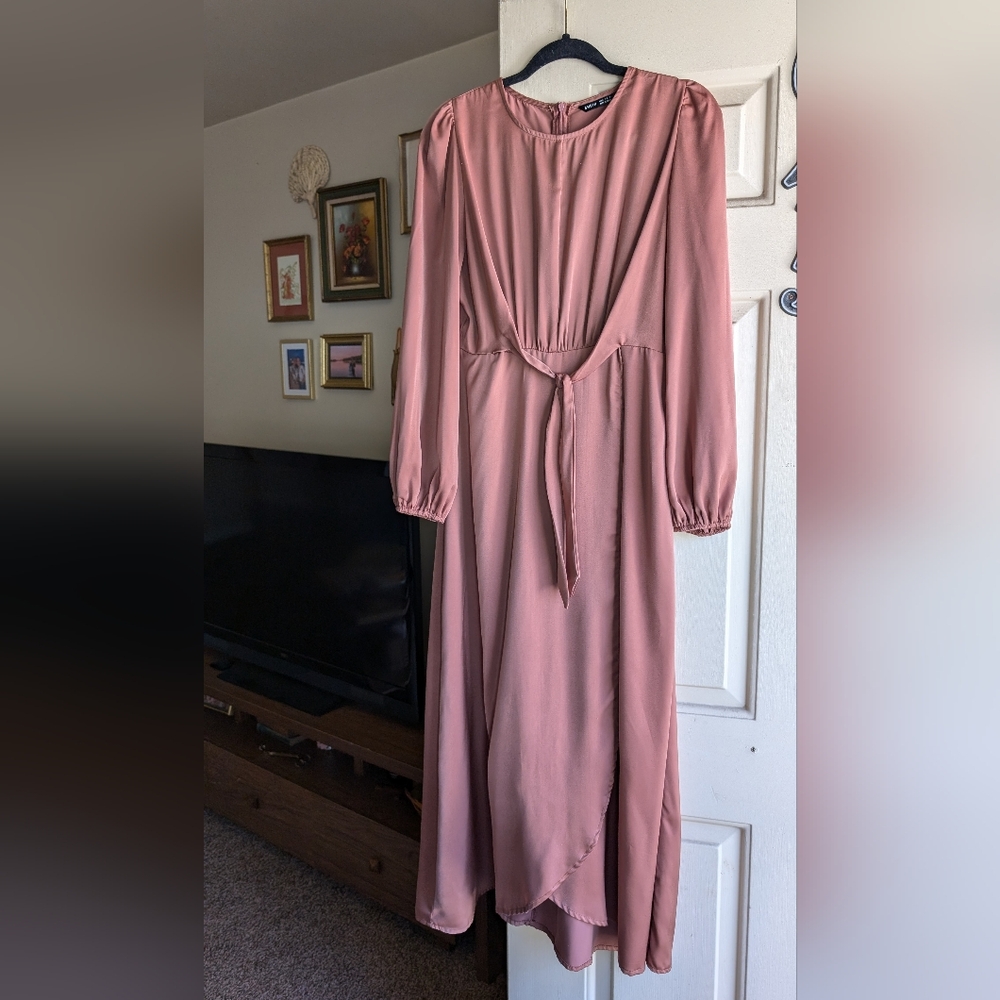 Mauve Faux Wrap Maxi Dress